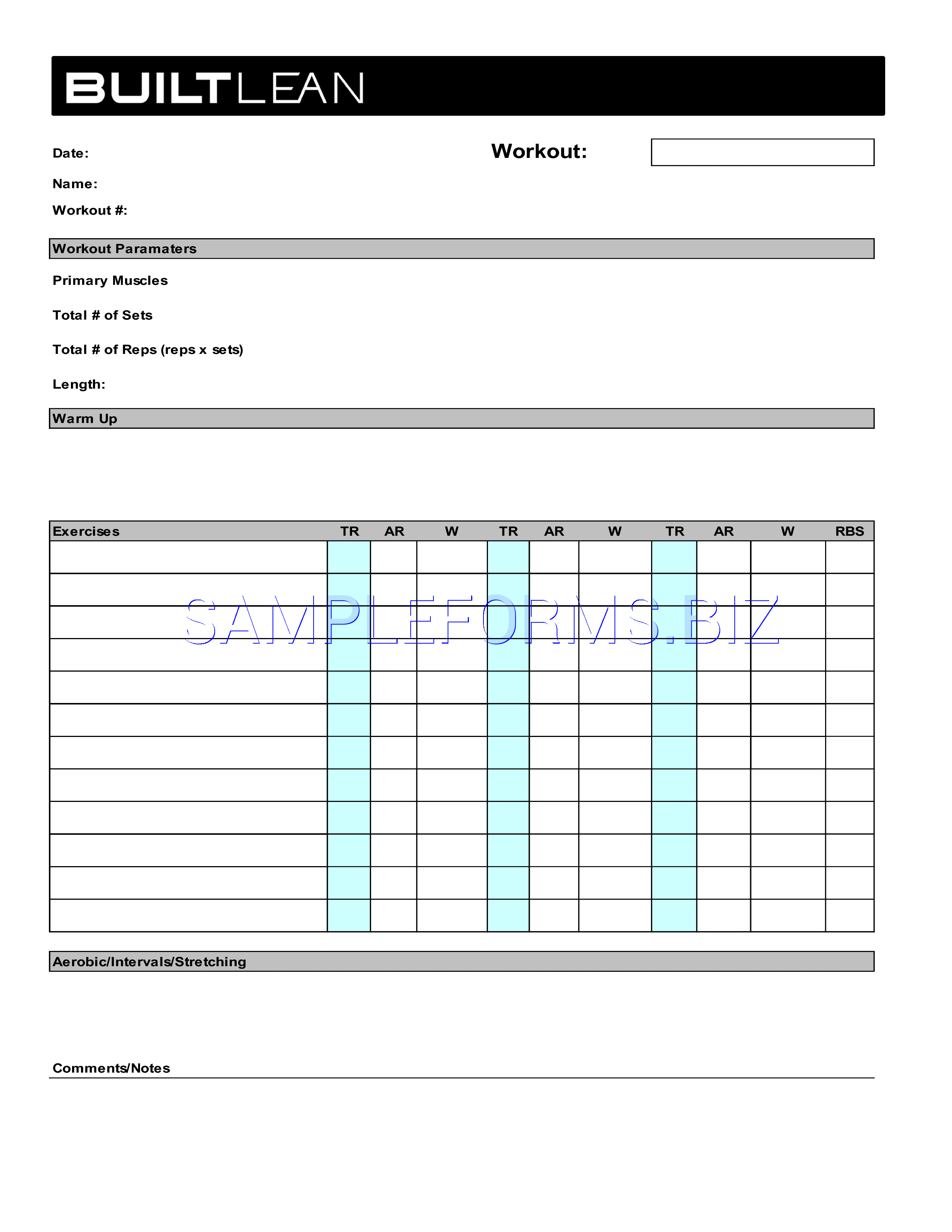 Preview free downloadable Workout Log Templates in PDF (page 9)